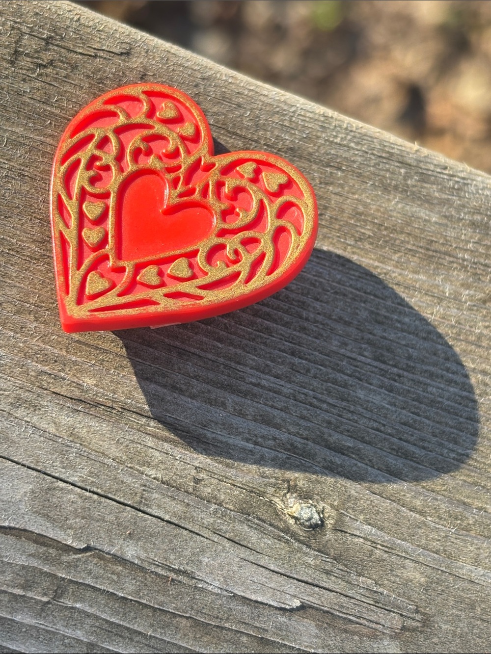 1970s Red Heart Decorative Brooch